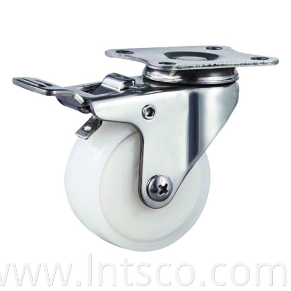 Light Duty Stainless Steel White PP Brake Casters